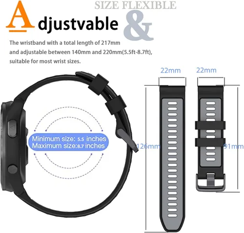 Vista 4 de Miimall Compatible con Forerunner 965 Band, 0.866 in Correa ajustable de silicona suave de repuesto para reloj deportivo Garmin Forerunner 965/965
