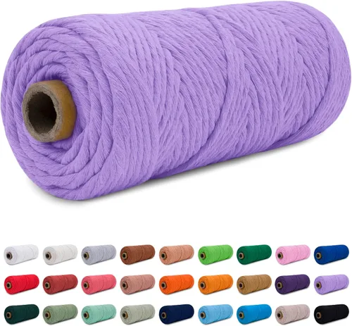 Vista 34 de CAMAL Cordón de macramé de 0.157 in x 109 yardas (328.1 ft), cuerda de algodón de color para tejer, manualidades, colgar en la pared, proyectos