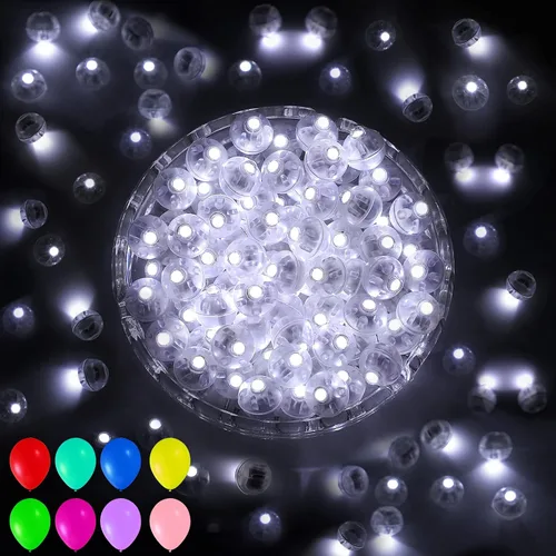 Vista 9 de Aogist 50 Piezas Luces para Globos Azules con Aro para Colgar, Mini Lámpara de Bola Redonda Pequeña Luz LED para Linternas de Papel y Vidrio