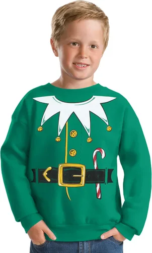 Vista 3 de Disfraz de elfo de Papá Noel para niños, suéter de Navidad, sudadera para niños