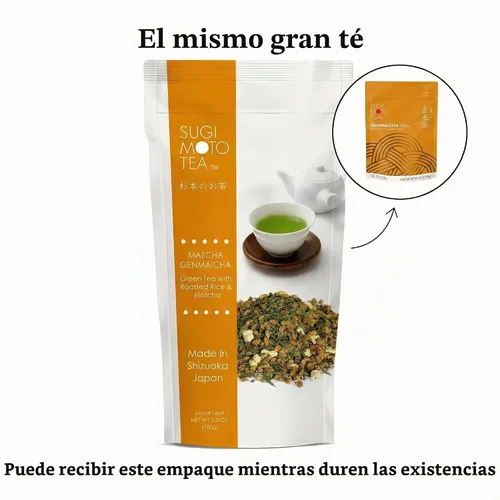 Vista 2 de SUGIMOTO Té japonés Genmaicha con hoja suelta Matcha 3.5 oz