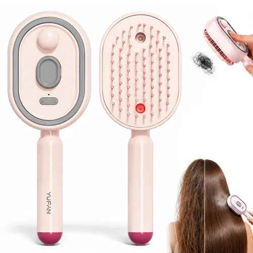 Vista 9 de Cepillo de vapor eléctrico para cabello, peine eléctrico con cojín de aire para mujeres, cepillo alisador de cabello recargable, mejora el Púrpura