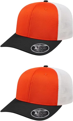 Vista 17 de Cap America i8502 Flexfit 110 Premium - Gorra de camionero de perfil medio con 6 paneles de malla trasera con protección UV y cierre ajustable