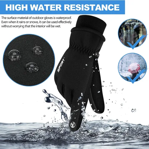 Vista 4 de Guantes cálidos de invierno para hombres y mujeres, guantes de pantalla táctil, para clima frío, resistentes al viento, guantes térmicos de nieve