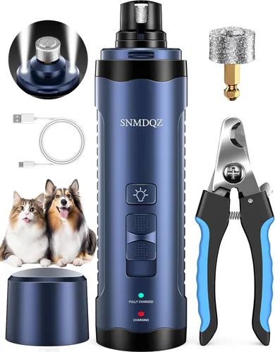Vista 8 de Molinillo de uñas para perros, recortadores de uñas para perros y juego de cortaúñas con 2 luces LED. Molinillo de uñas para mascotas eléctrico