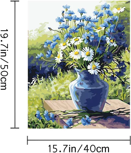 Vista 5 de LSPBN Kit de pintura acrílica para bricolaje, pintura por números sobre lienzo, pintura de números y flores para niños de 8 a 12 años, pasatiempos