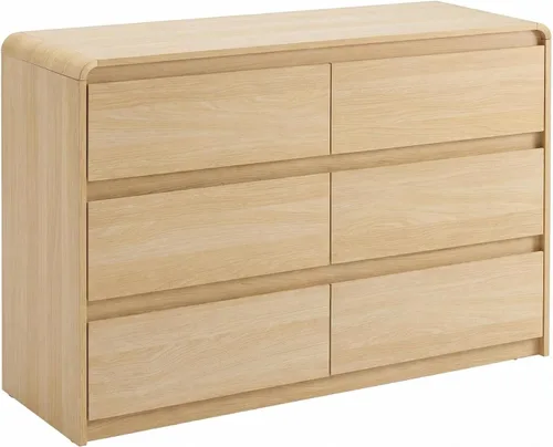 Vista 15 de Cómoda negra para dormitorio, cómoda moderna de 6 cajones con cajón profundo, cómoda ancha, muebles organizadores de almacenamiento para dormitorio