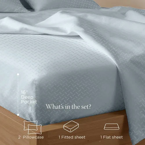Vista 204 de Threadmill Juego de sábanas de algodón Twin Sábanas 100% algodón para cama tamaño Twin Juego de sábanas de satén jacquard damasco con bolsillo