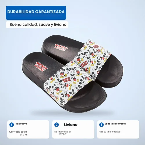 Vista 5 de Disney Sandalias clásicas de Mickey y Minnie Mouse para mujer, diseño de Mickey y Minnie Mouse Negro blanco