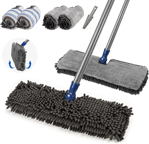 Vista 14 de Masthome Trapeador de microfibra extra grande para limpieza de pisos, trapeador plano de 16 pulgadas con 5 almohadillas para uso húmedo y seco, mopa