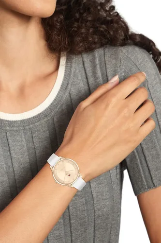 Vista 4 de Tommy Hilfiger 1782543 - Caja de acero inoxidable y correa de cuero para mujer Color blanco Blanco