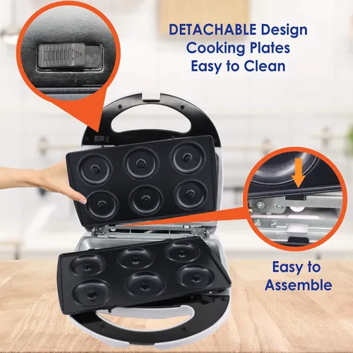Vista 4 de Mini Preparador de Donas, Mini Preparador de Tartas y Quiches, Preparador de Taiyaki – NUEVO Preparador de Postres Desmontable de Tres Rebanadas 3