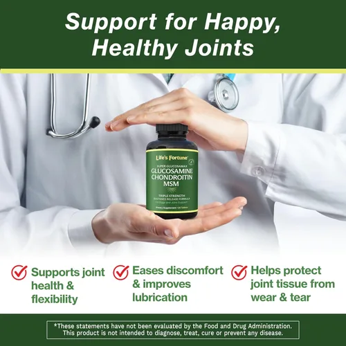 Vista 2 de Life's Fortune Triple Strength Glucosamax - Suplemento de glucosamina premium, condroitina y MSM de 1000 mg con vitamina C para comodidad