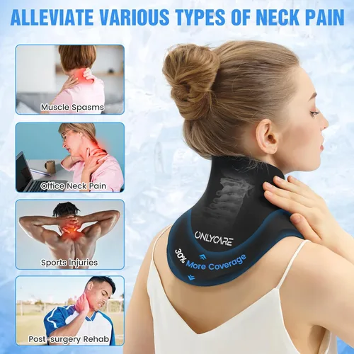 Vista 2 de ONLYCARE Gel de envoltura de hielo para el cuello – Paquetes de hielo mejorados para cuello reutilizable, compresa caliente y fría, alivio
