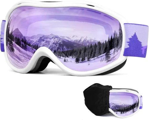 Vista 13 de FMY Gafas de esquí y snowboard OTG, protección UV400, anti niebla, gafas de esquí para motos de nieve para hombres, mujeres y jóvenes