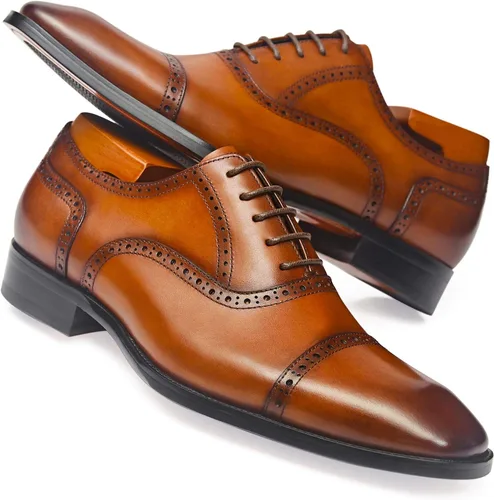 Vista 4 de Alipasinm Zapatos de vestir para hombre Oxford formales, modernos zapatos de cuero para hombre