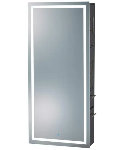 Vista 7 de Pibbs Lumina - Espejo LED de salón y servidor de almacenamiento, espejo extra grande de longitud completa, luz LED regulable integrada, botón