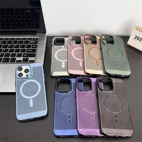 Vista 6 de Funda magnética de disipación de calor para iPhone 14 Pro Max compatible con Magsafe delgada y dura carga inalámbrica galvanizada