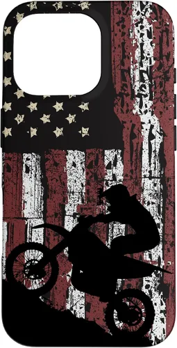 Vista 20 de Motocross Dirt Track Racing - Carcasa para iPhone 17, diseño de bandera de EE. UU., estilo vintage