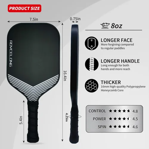 Vista 2 de Pickleball Paddles Pickleball Rackets T700 Carbon Fiber Frosted Textured Surface 16mm Core for Beginners to Advanced Players Portable Bag USAPA