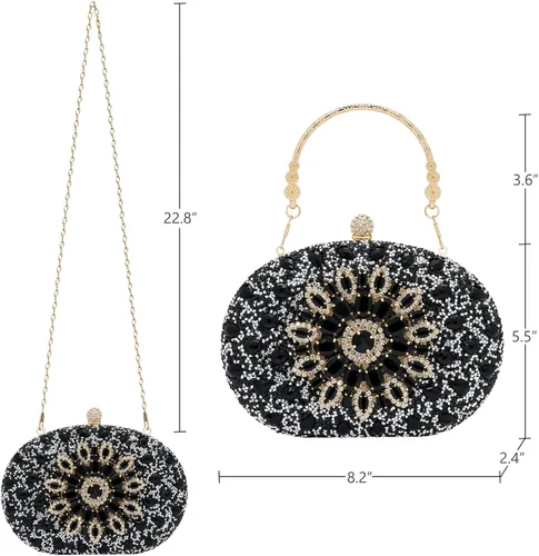 Vista 6 de SH Bolsos de mano para mujer, bolso formal de noche con diamantes de imitación, bolsos brillantes para boda, fiesta, cóctel, baile de graduación