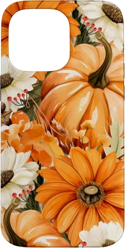 Vista 21 de Funda con temática de otoño para iPhone 16, diseño de calabaza, niña, mujer, diseño vintage de otoño