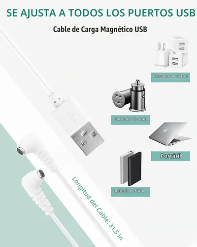 Vista 5 de Cable de carga magnético rápido para Rose y la mayoría de los masajeadores magnéticos, cable de carga CC con conector de 2 imanes