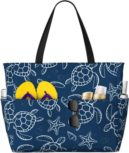 Vista 9 de Bolsa de playa para mujer, bolsa de playa impermeable y a prueba de arena con bolsa húmeda, bolsa de viaje grande para viajes de fin de semana