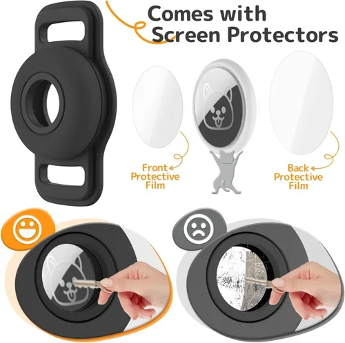 Vista 6 de Soporte para collar de perro: Paquete de 2 soportes de silicona suave para perros y gatos, funda protectora resistente para rastreador de perros