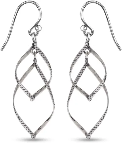 Vista 3 de Charmsy - Aretes colgantes de plata de ley 925 con doble torsión infinita para mujer Lazos lineales de marquesa clásica gota de infinito