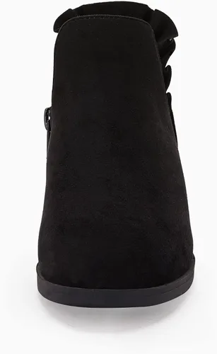 Vista 6 de FISACE Botines con volantes para niñas, con corte en V, tacón bajo grueso, botines occidentales elegantes