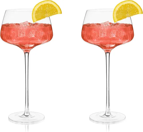 Vista 9 de Viski Vasos de cóctel con tallo en ángulo para Aperol Spritz, Campari Spritz, tónico, cócteles clásicos, elegantes vasos de cristal de tallo largo