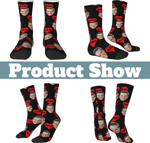 Vista 7 de Calcetines personalizados con foto facial, calcetines divertidos personalizados para hombres y mujeres, regalos personalizados para el día de San