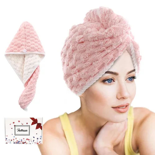 Vista 17 de Rellenos de calcetines para niñas, toalla de secado de pelo de microfibra con envoltura, toalla de pelo extra gruesa de 2 capas súper absorbente