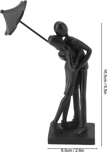 Vista 2 de PerGar Escultura de pareja amorosa bajo el paraguas, estatua de pareja de resina, figuras de escultura de hombre y mujer, figura de amantes