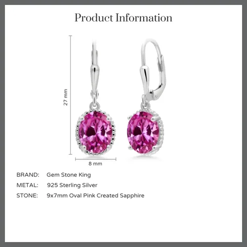 Vista 172 de Gem Stone King Aretes colgantes de gota para mujer, plata de ley 925, piedra natal ovalada de 0.354 x 0.276 in, joyería fina, regalos para ella