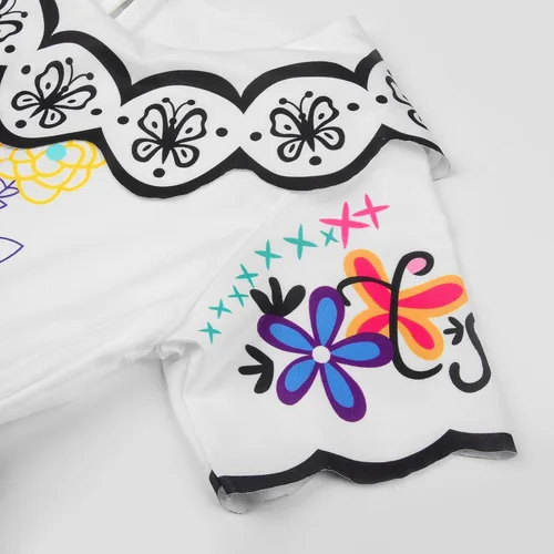 Vista 5 de Uhdear Disfraz de princesa Mirabel Isabella de Encanto para niñas, disfraz de princesa para Halloween, cosplay con bolsa