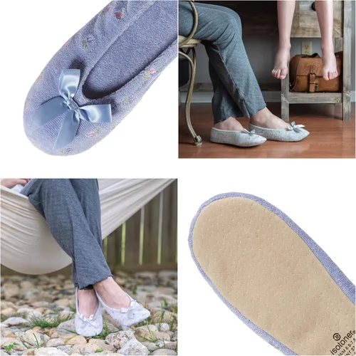 Vista 5 de isotoner - Pantuflas bordadas tipo bailarina para mujer.