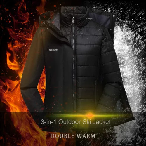 Vista 7 de Chaqueta de esquí 3 en 1 para mujer, impermeable, para invierno, para snowboard, montaña