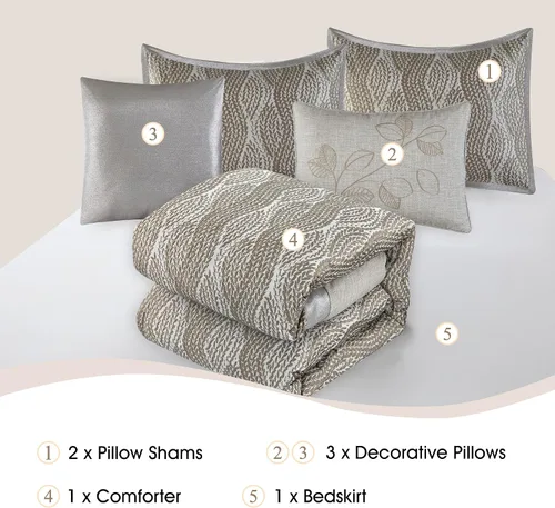 Vista 3 de Stratford Park Snuggle - Juego de ropa de cama de 6 piezas, color gris, King, 100% poliéster