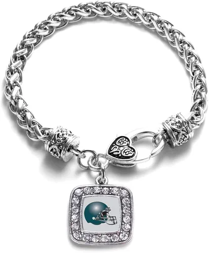 Vista 196 de Pulsera de dijes cuadrados de plata con joyería de circonita cúbica