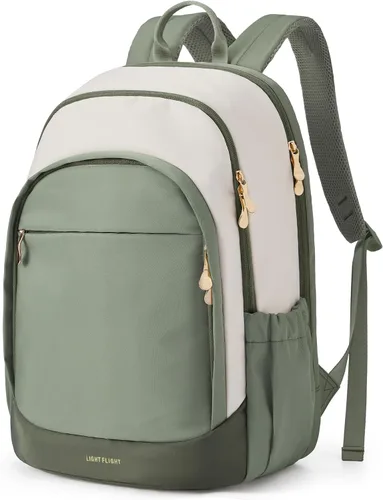 Vista 18 de LIGHT FLIGHT Mochila de viaje para mujer, mochila para laptop de 17.3 Beige