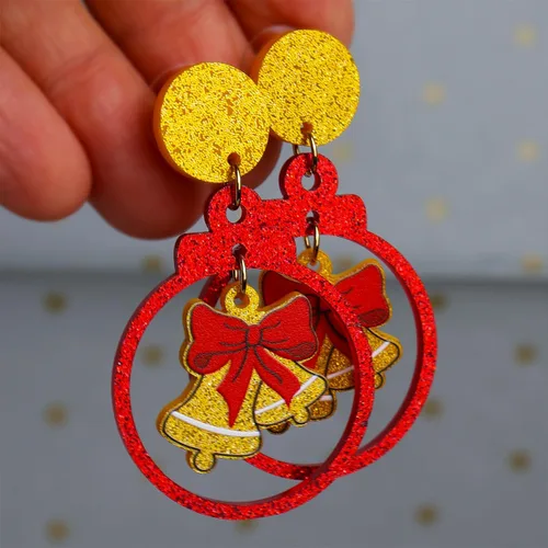 Vista 6 de Agriajun Juego de aretes de Navidad para mujer, lindo y divertido árbol de Navidad, copo de nieve, día festivo, juego de regalo para niñas