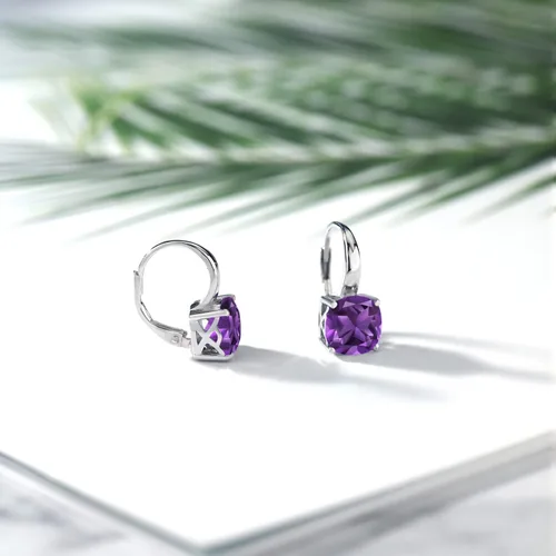 Vista 4 de Gem Stone King Aretes colgantes de plata de ley 925 de 0.315 in con piedra natal con piedra natal para mujer, joyería fina para su madre y esposa