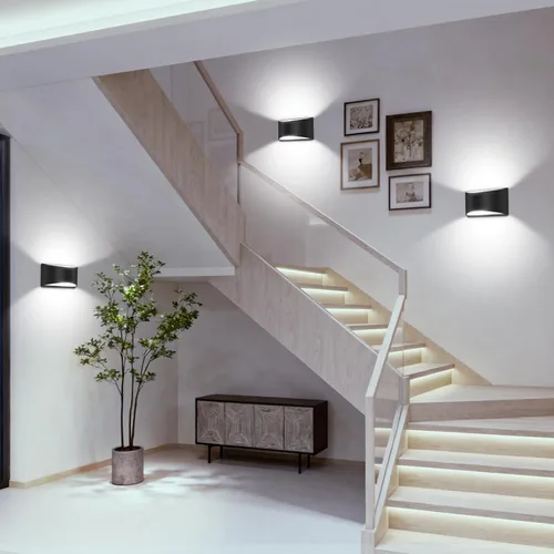 Vista 7 de Juego de 2 apliques de pared LED modernos negros con cable para interiores, luces de montaje en pared arriba y abajo, para sala de estar