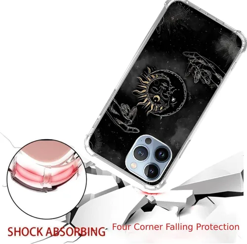 Vista 3 de Dark Witchy Moon and Sun - Funda para iPhone 13 Pro, silicona negra Galaxy a prueba de golpes, TPU a prueba de golpes, funda protectora para iPhone