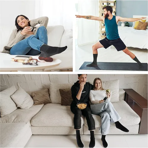 Vista 6 de NOVAYARD 5 pares de calcetines antideslizantes para hospital, diabéticos, yoga, pilates, barre hombres y mujeres