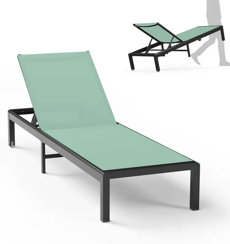 Vista 20 de Tumbona de aluminio para patio al aire libre con ruedas, color Caqui