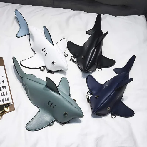 Vista 4 de QZUnique Bolso de hombro de tiburón de dinosaurio para mujer, diseño de animales 3D, con cremallera, bolso cruzado tipo mensajero para niña