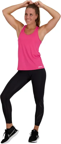 Vista 4 de 2XU Mallas de compresión Force de tiro medio para mujer con cintura plana y ancha para entrenamiento y fitness, negronero, talla M
